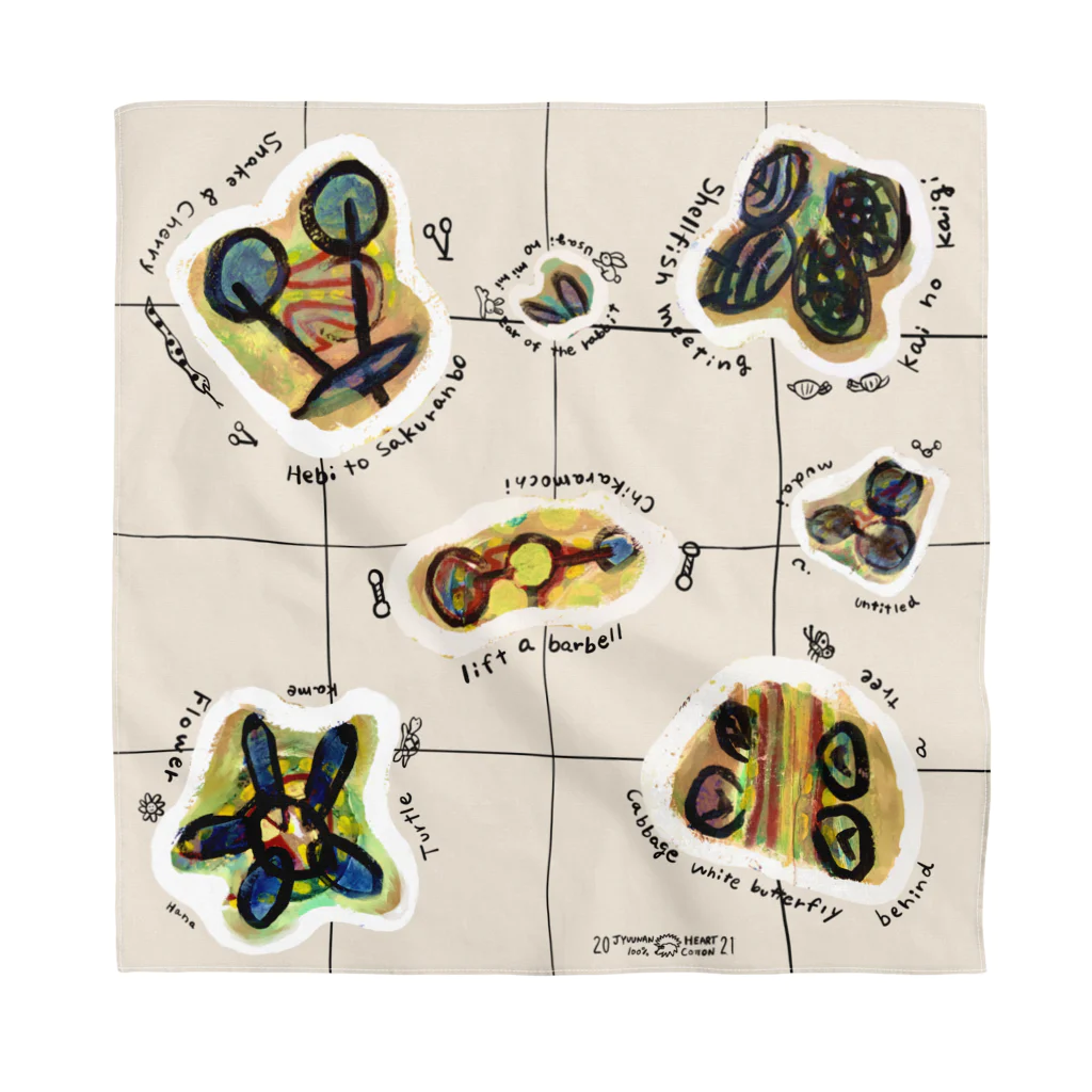 自由なハートでのヘビとチェリー／JYUUNANHEART Bandana