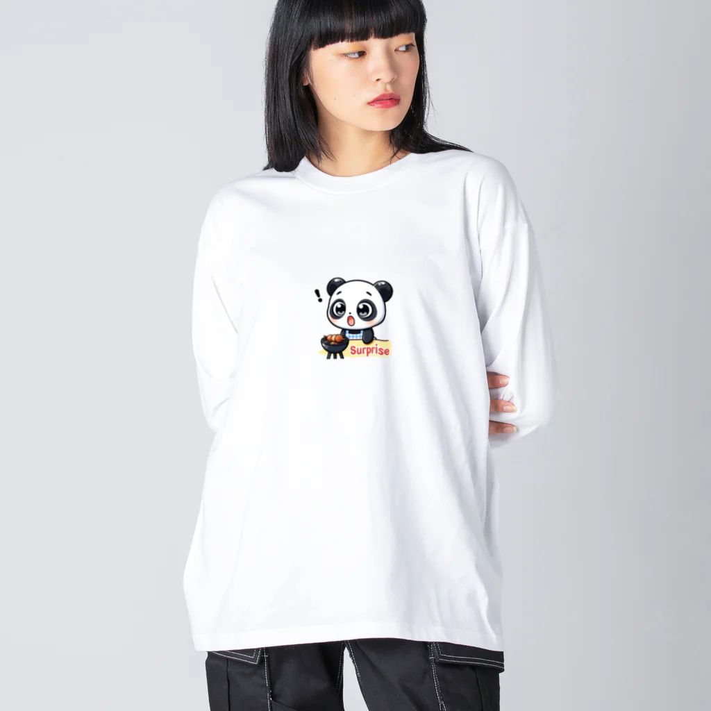 かわいいちびキャラ💛のBBQを楽しむちびキャラパンダ Big Long Sleeve T-Shirt