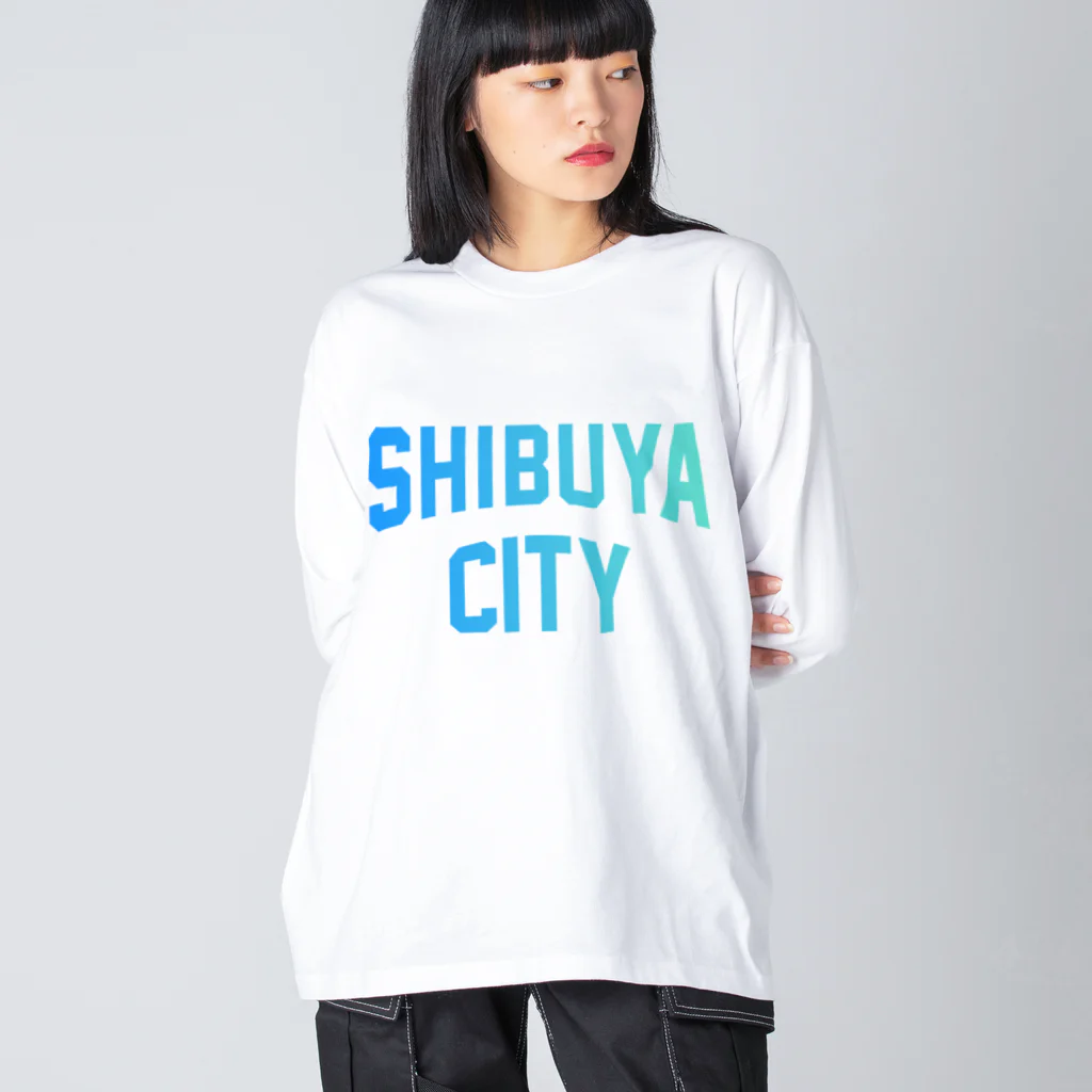 JIMOTOE Wear Local Japanの渋谷区 SHIBUYA WARD ロゴブルー Big Long Sleeve T-Shirt