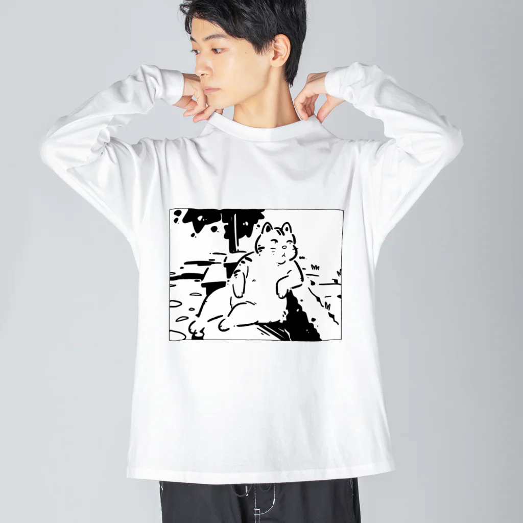 山形屋米店の肘をついてくつろぐ猫 Big Long Sleeve T-Shirt
