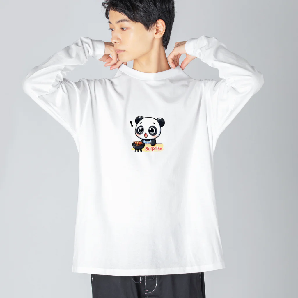 かわいいちびキャラ💛のBBQを楽しむちびキャラパンダ Big Long Sleeve T-Shirt