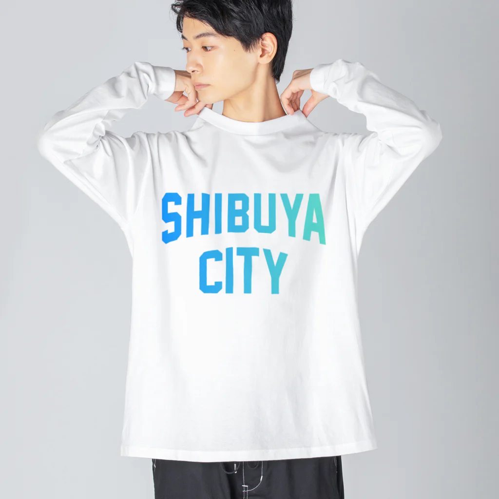 JIMOTOE Wear Local Japanの渋谷区 SHIBUYA WARD ロゴブルー Big Long Sleeve T-Shirt