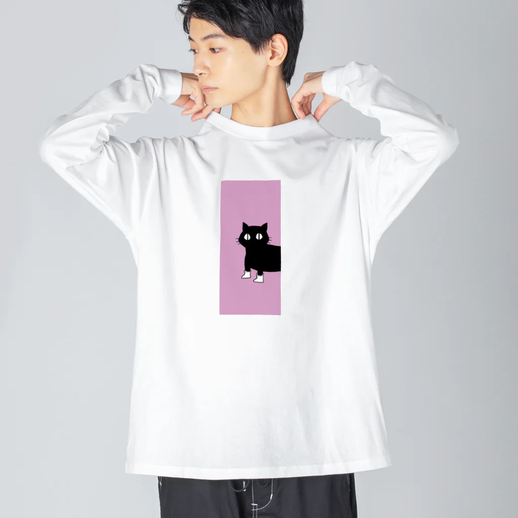 まろ屋のくつ下をはいたネコが玄関で Big Long Sleeve T-Shirt