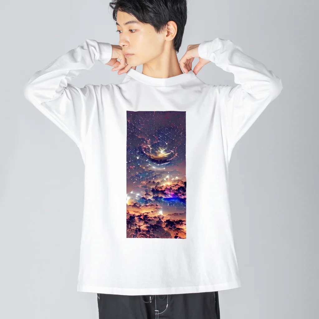 蒼い狐のAIの描いた宇宙 Big Long Sleeve T-Shirt