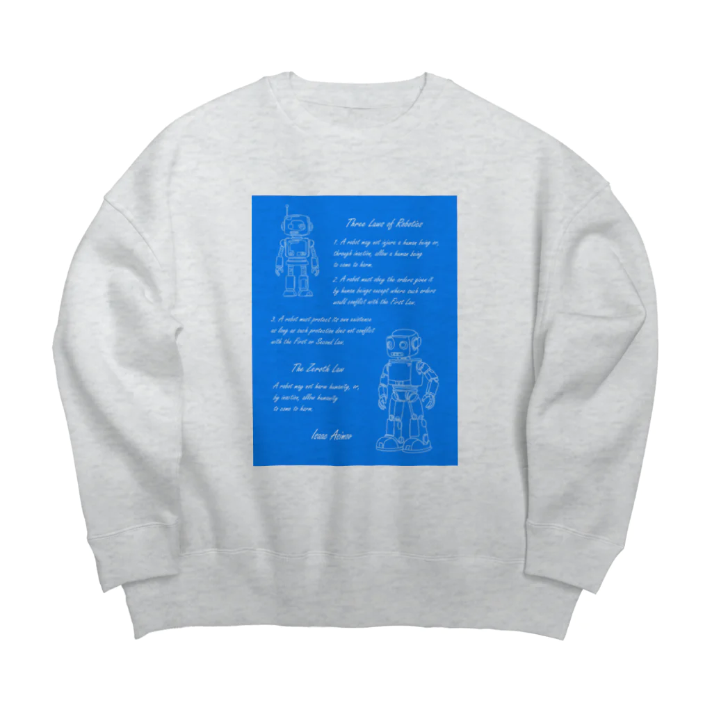 mirinconixのアシモフのロボット3原則とロボットの落書き  セルリアンブルー Big Crew Neck Sweatshirt