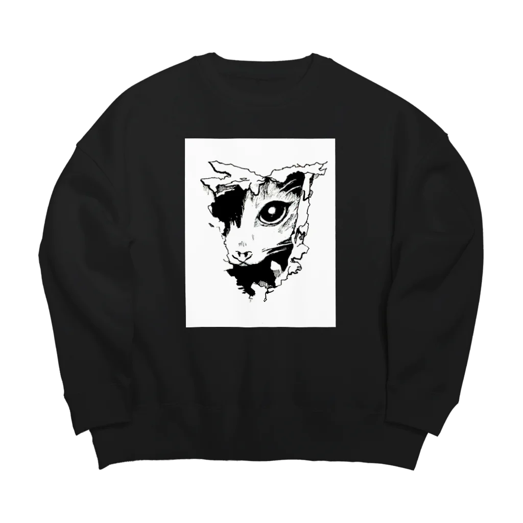 おかか工房のみてるねこ Big Crew Neck Sweatshirt