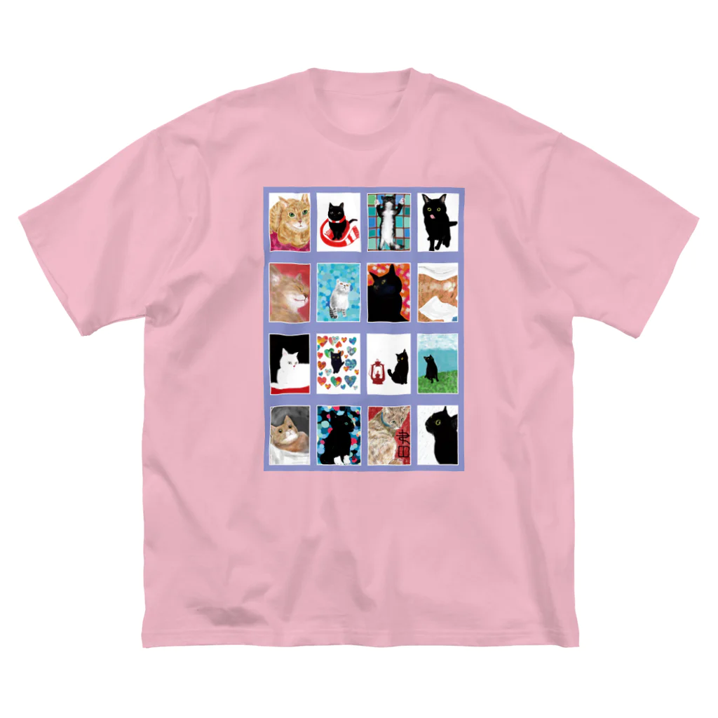 WAMI ART　ホツマツタヱ同好会の猫の窓藤色 Big T-Shirt