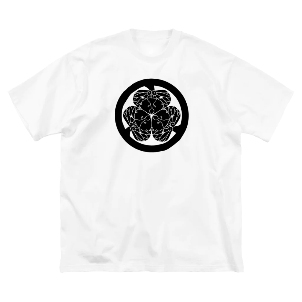 『Nothing Is Real』-- IN SUZURIの動物家紋。H.T.（三つ葉葵ハシビロコウ）黒 Big T-Shirt