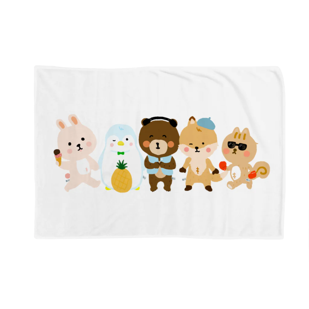 セールにつき開店のきつね、うさぎ、くま、りす、ペンギン Blanket