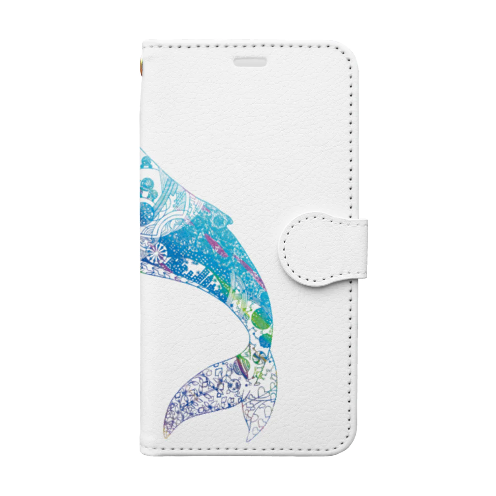 クジラの切り絵 手帳型スマホケース