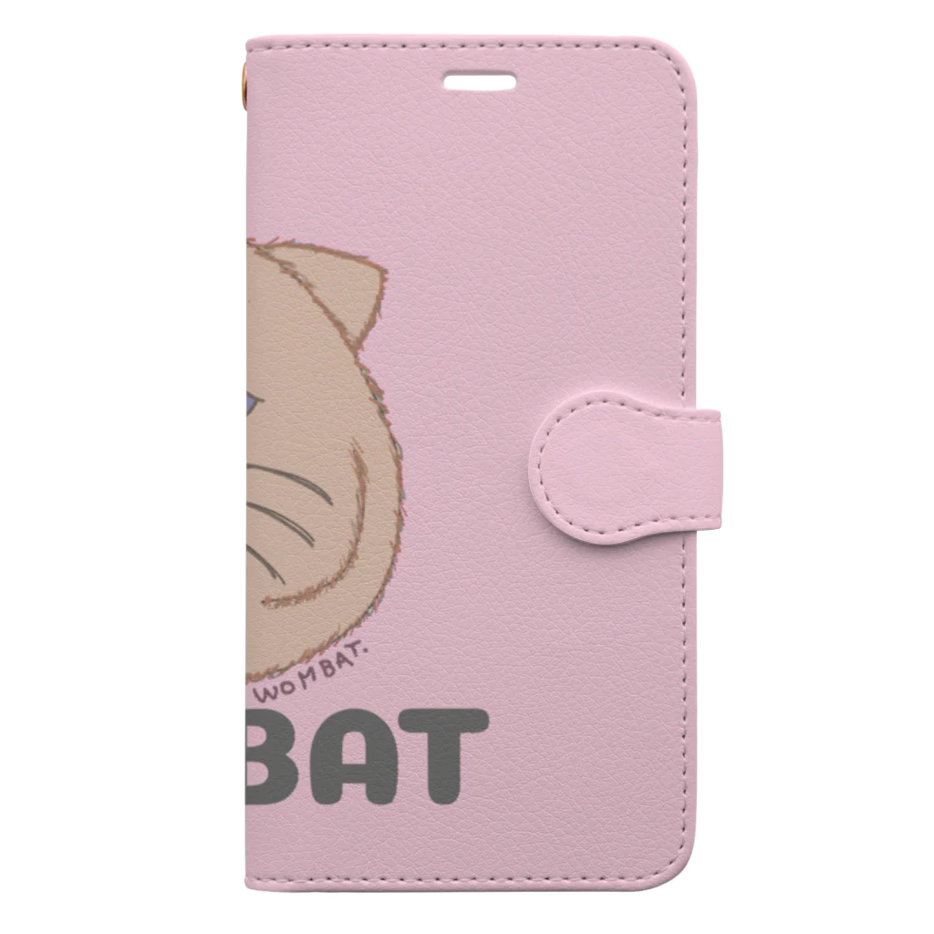 🍎デグーと服と雑貨屋さん🍏のWOMBAT🌸PINK   #ウォンバットグッズ Book-Style Smartphone Case