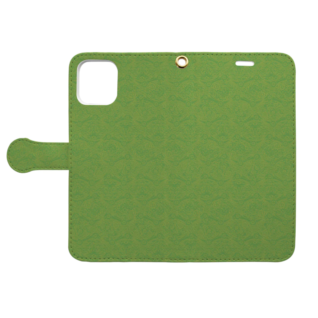 イジャクノ絨毯 ｜ IJAKUCARPETのA Thousand Names（グリーン） Book-Style Smartphone Case:Opened (outside)