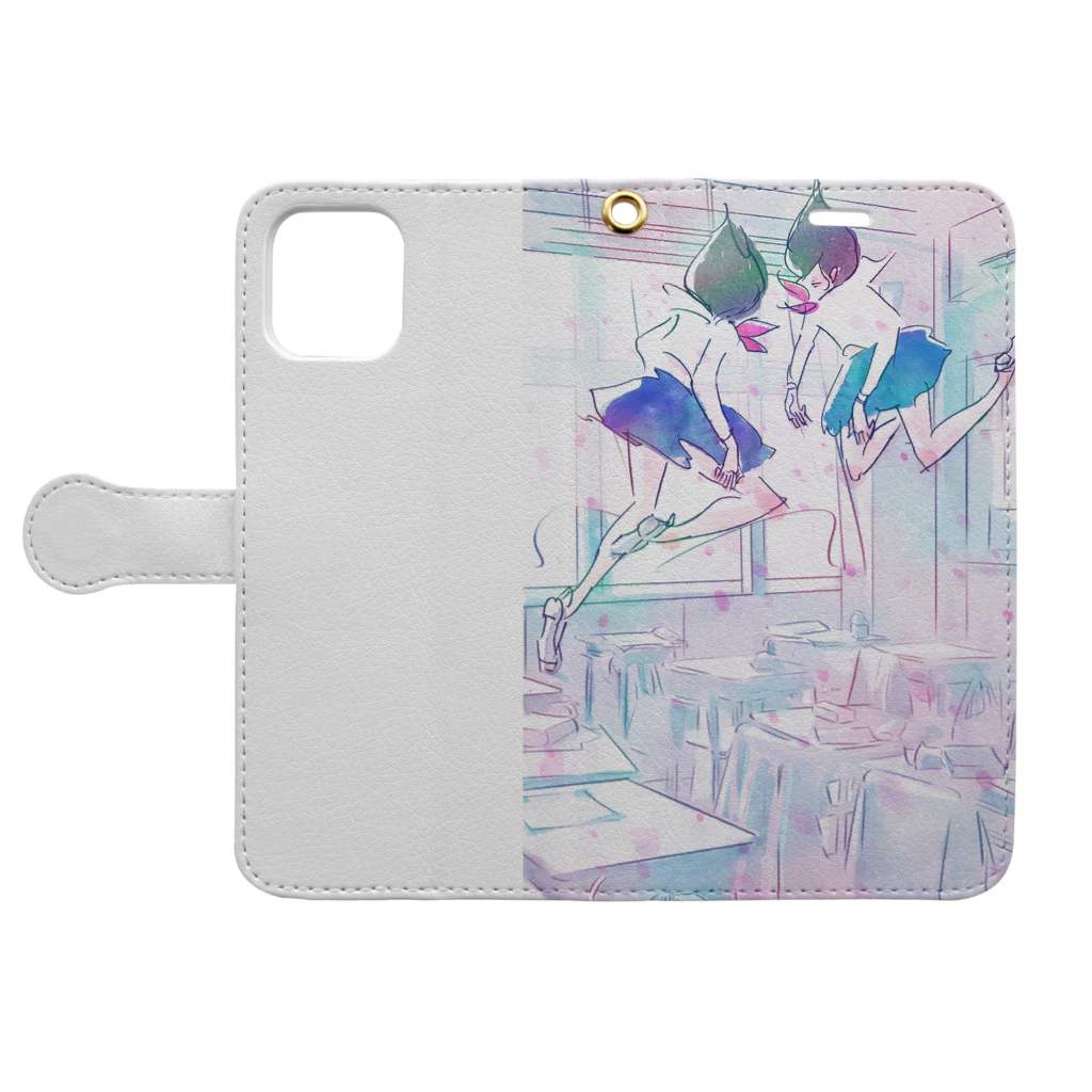 yananyokinyokiの四月の浮遊 Book-Style Smartphone Case:Opened (outside)