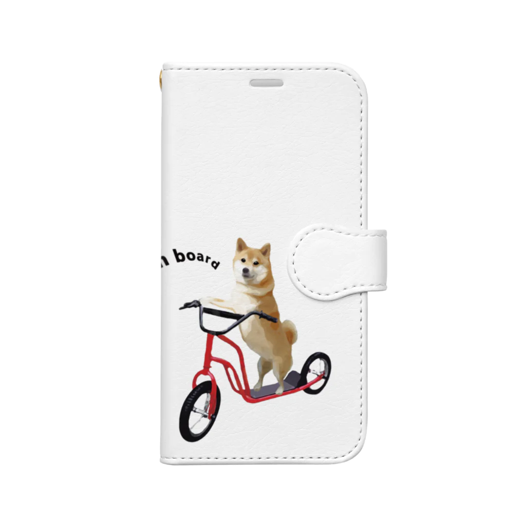 犬グッズの店しえるぶるーのキックボードに乗った柴犬 Book-Style Smartphone Case