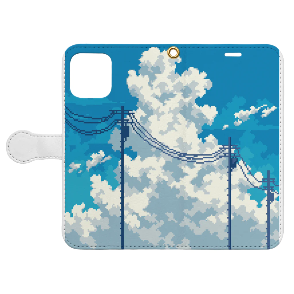 ゆずたろのドット絵入道雲 Book-Style Smartphone Case:Opened (outside)