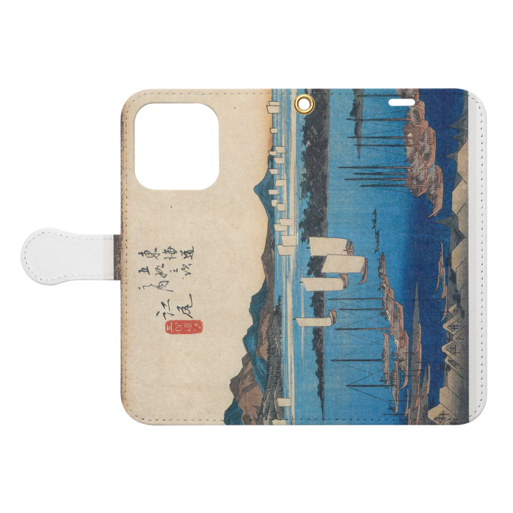 寿めでたや(ukiyoe)の歌川広重_東海道53次之内　江尻 三保遠望 Book-Style Smartphone Case:Opened (outside)