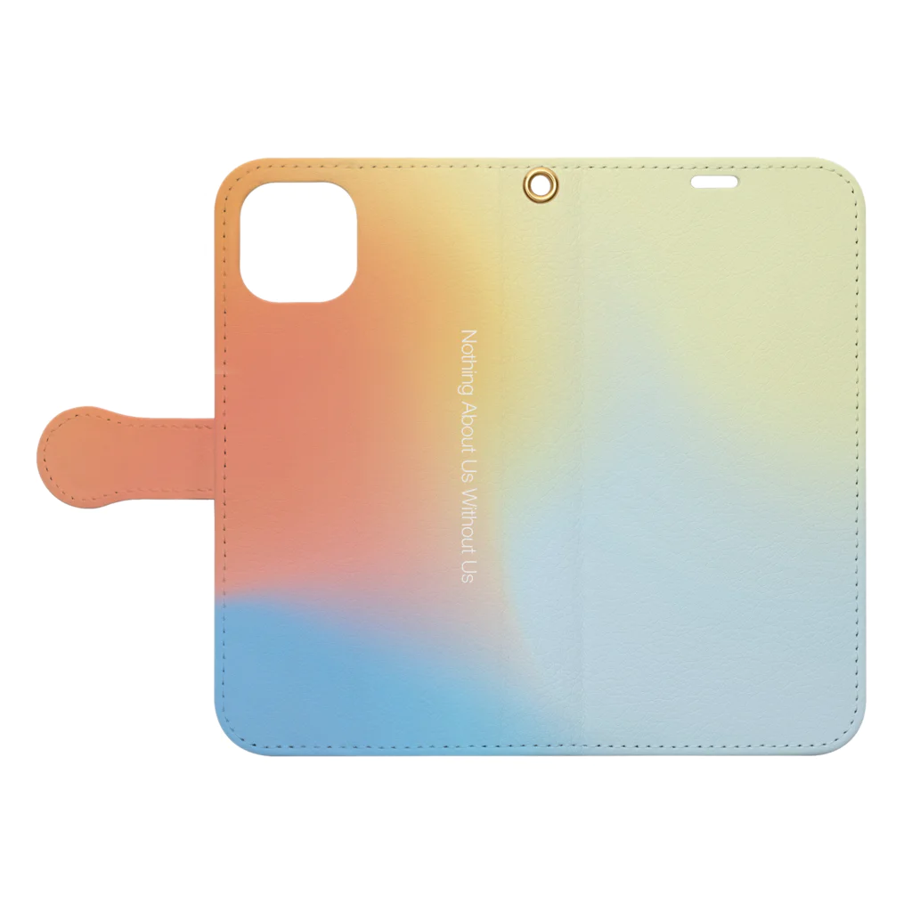 Pulmo（プルモ)の【gradation_05】Nothing About Us Without Us スマホケース Book-Style Smartphone Case:Opened (outside)