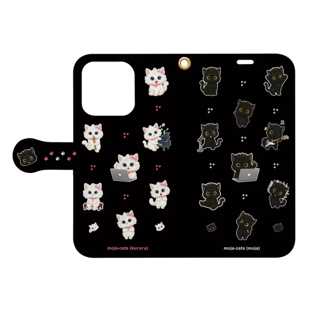 もじゃねこのもじゃねこ Book-Style Smartphone Case:Opened (outside)
