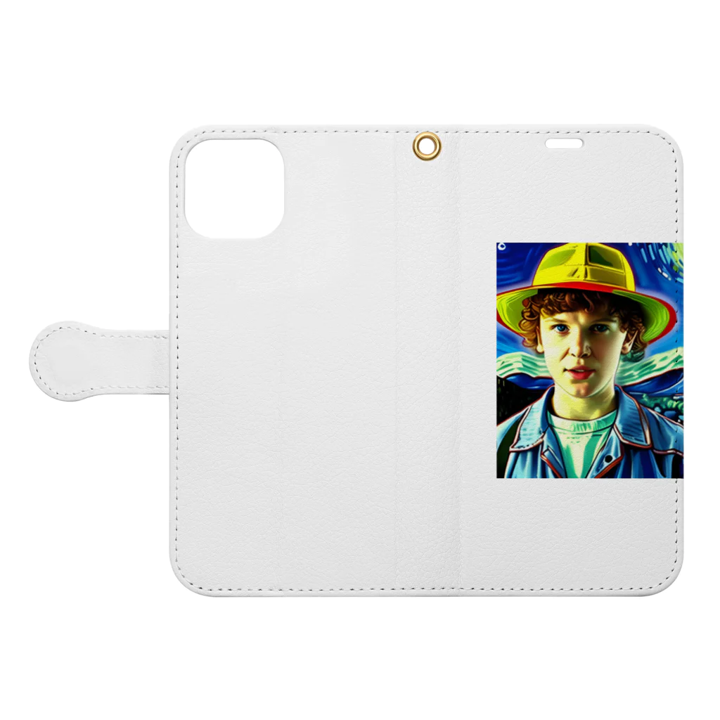 ラクダッピーのストレンジャーシングスイレブン星月夜に行ってみた Book-Style Smartphone Case:Opened (outside)