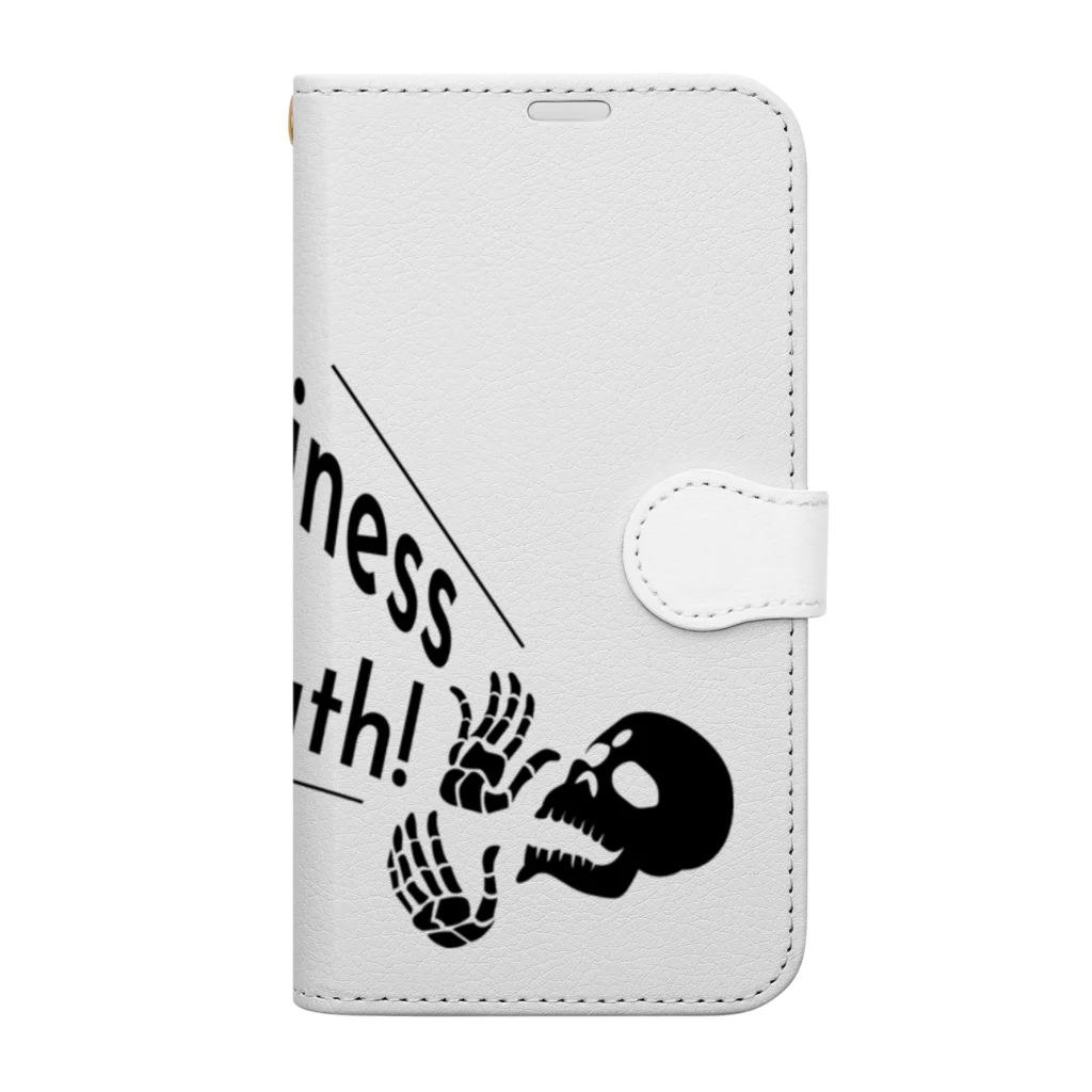 『Nothing Is Real』-- IN SUZURIのHappiness Is The Truth!（黒） Book-Style Smartphone Case