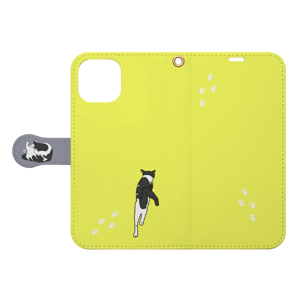 kirara12_18の福を呼ぶ！！かぎしっぽねこ大ちゃん黄 Book-Style Smartphone Case:Opened (outside)