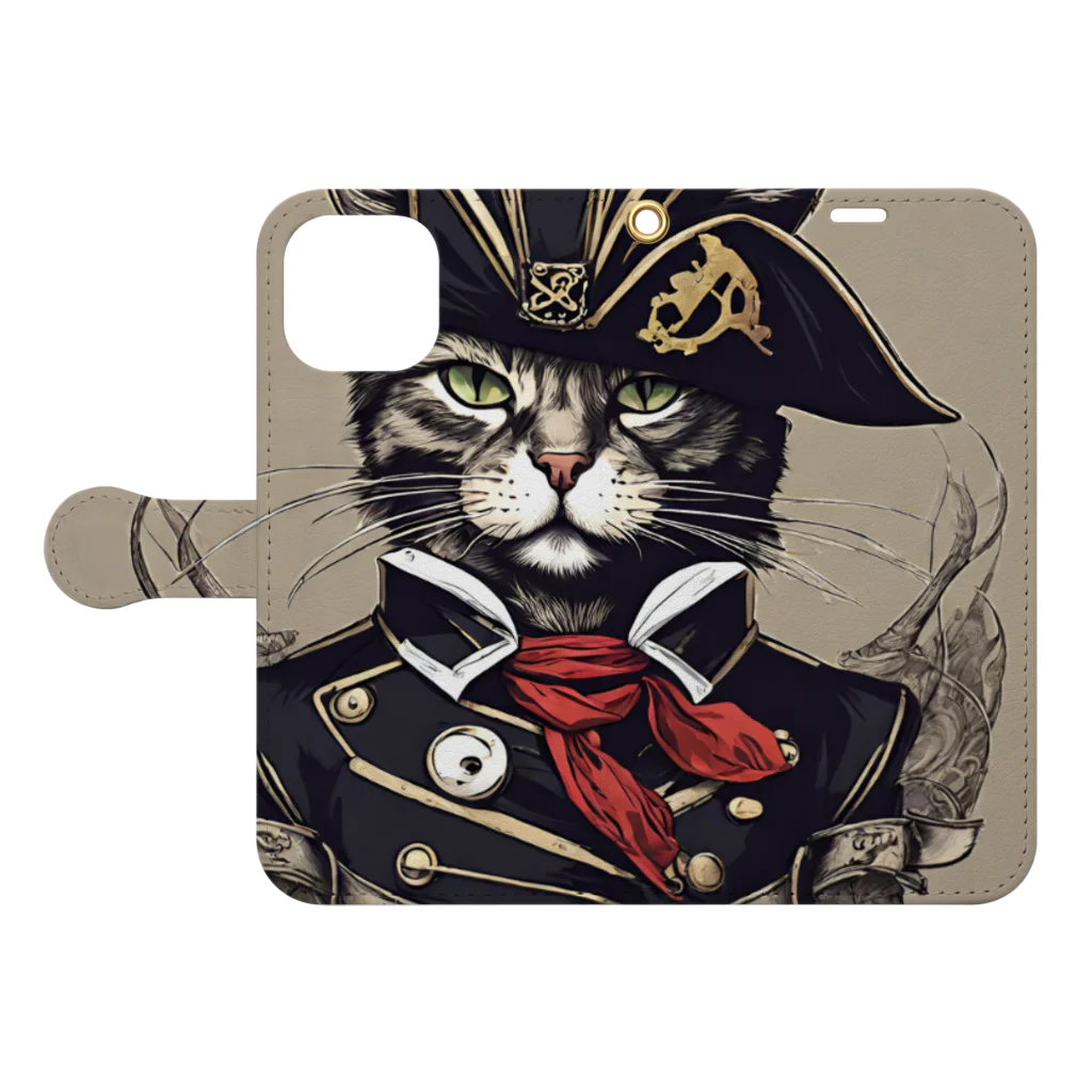 Jj-O_O-Jjの猫海賊団シリーズ★Duke船長 Book-Style Smartphone Case:Opened (outside)