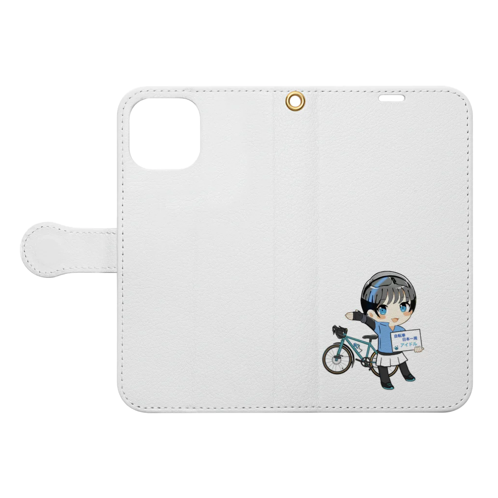 またたび/日本一周アイドルの水色×黒 Book-Style Smartphone Case:Opened (outside)