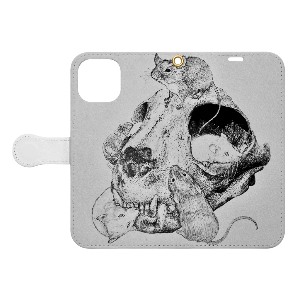 けものもののけなんでもござれのねずみじょうど Book-Style Smartphone Case:Opened (outside)