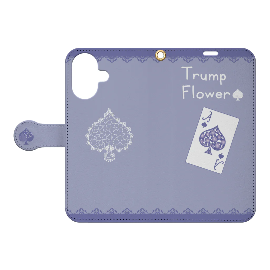 TANOSHIKAのトランプフラワー　NEW Book-Style Smartphone Case:Opened (outside)