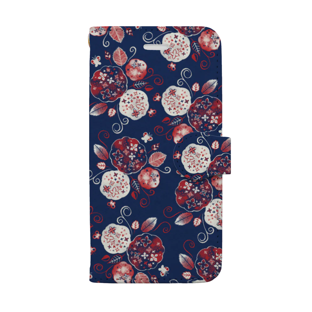 IZANAMI by Akane Yabushitaの【日本レトロ#17】あじさい（パターン） Book-Style Smartphone Case