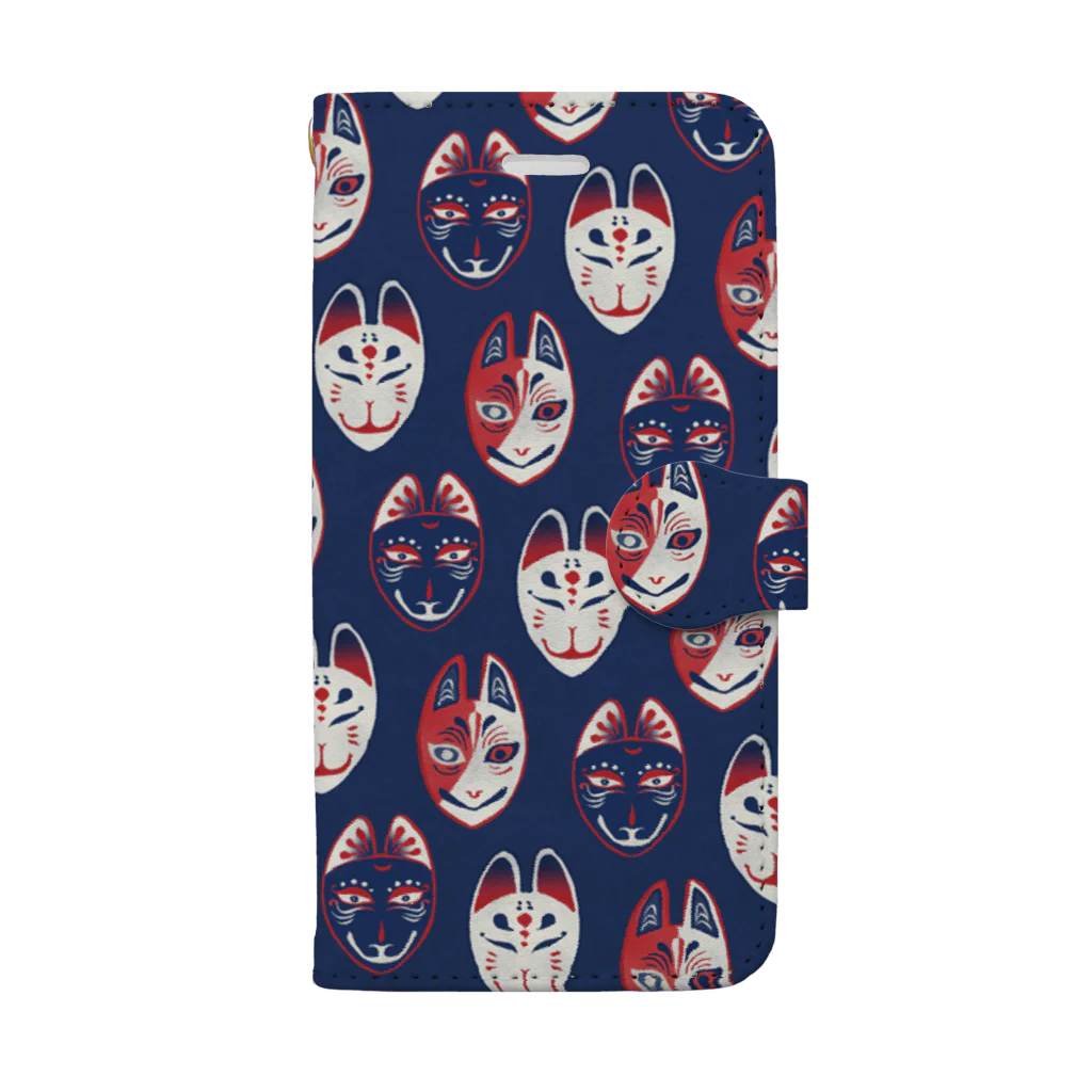IZANAMI by Akane Yabushitaの【日本レトロ#22】狐面（パターン） Book-Style Smartphone Case