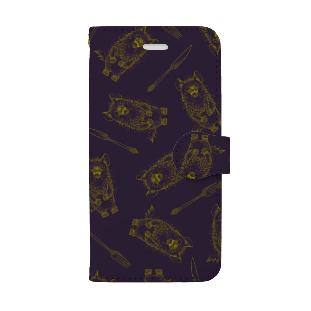 POTSURIのハイエナくん 総柄 Book-Style Smartphone Case