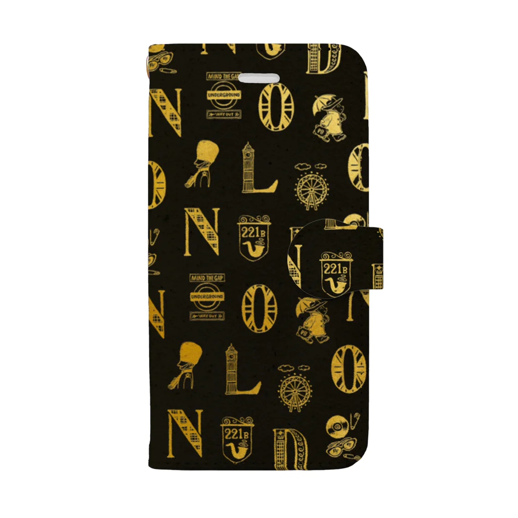 IZANAMI by Akane Yabushitaの🌍 世界のまち 🇬🇧 イギリス・ロンドン (ゴールド) Book-Style Smartphone Case