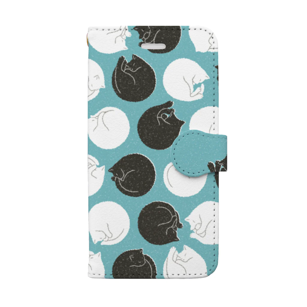 123izmの猫ドット（青） Book-Style Smartphone Case
