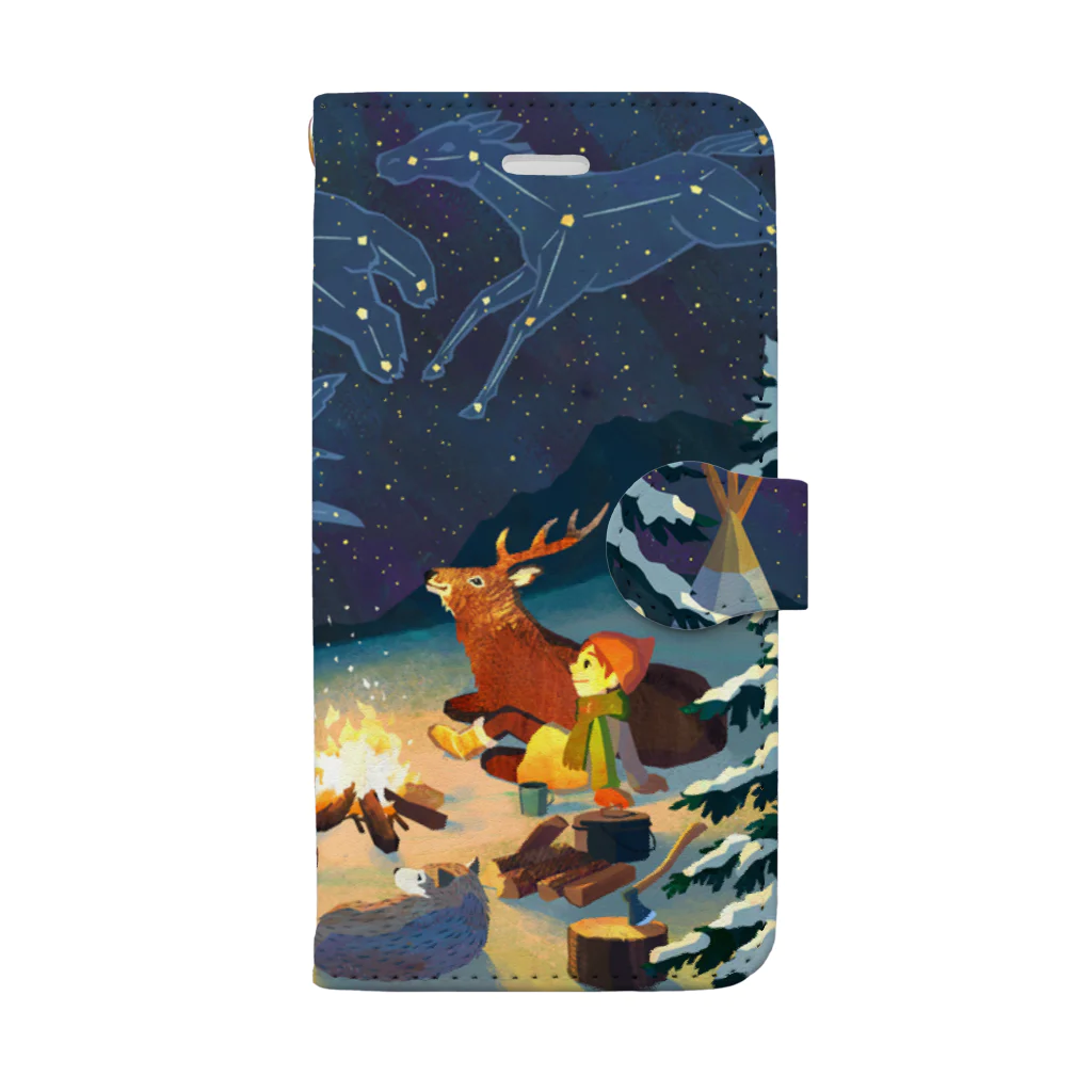Makiko Goto goods storeの星空キャンプ Book-Style Smartphone Case