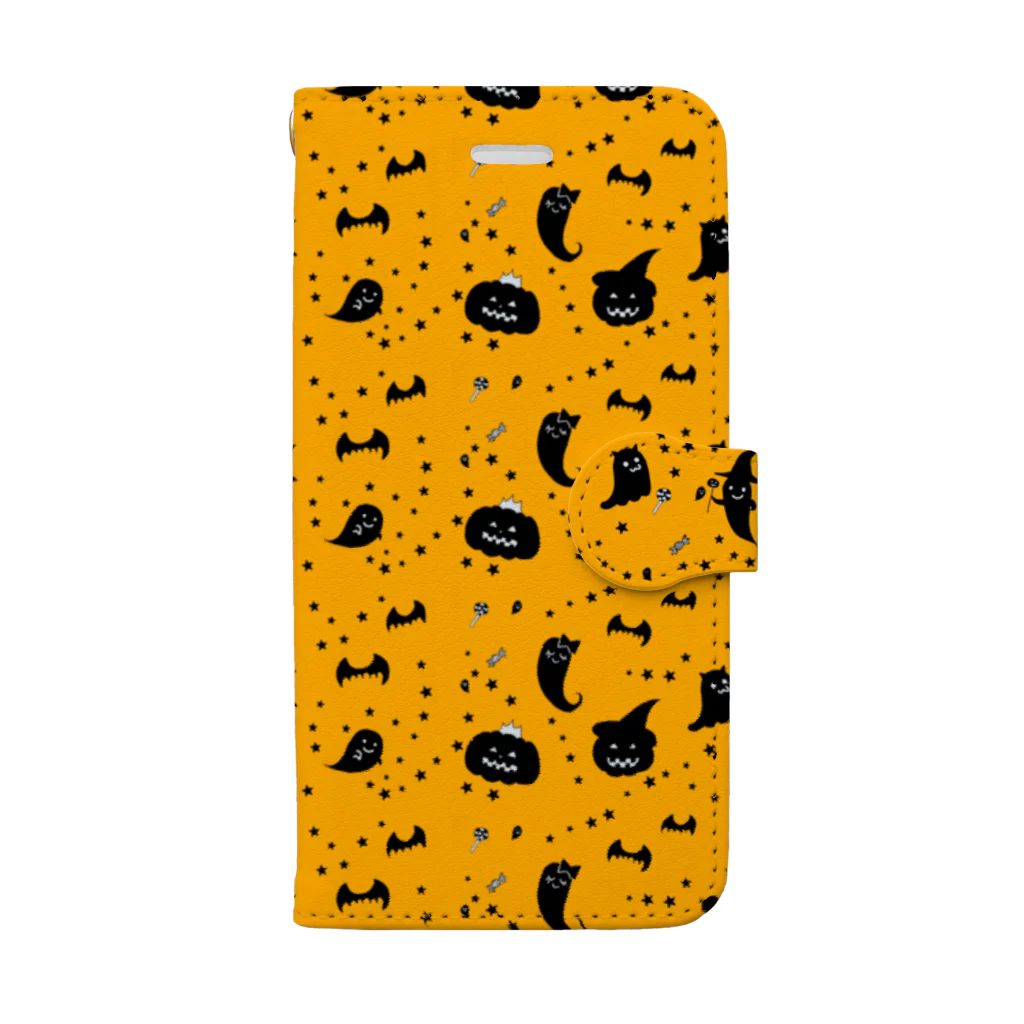 Je te veuxのおばけパレード オレンジ Book-Style Smartphone Case