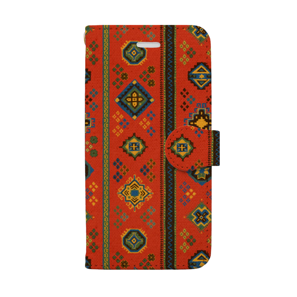 IZANAMI by Akane Yabushitaのコーカサス絨毯・ストライプ（バーミリオン） Book-Style Smartphone Case