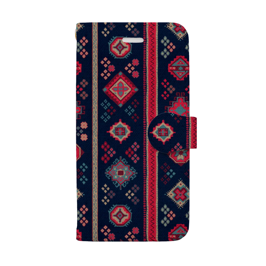 IZANAMI by Akane Yabushitaのコーカサス絨毯・ストライプ（インディゴ） Book-Style Smartphone Case