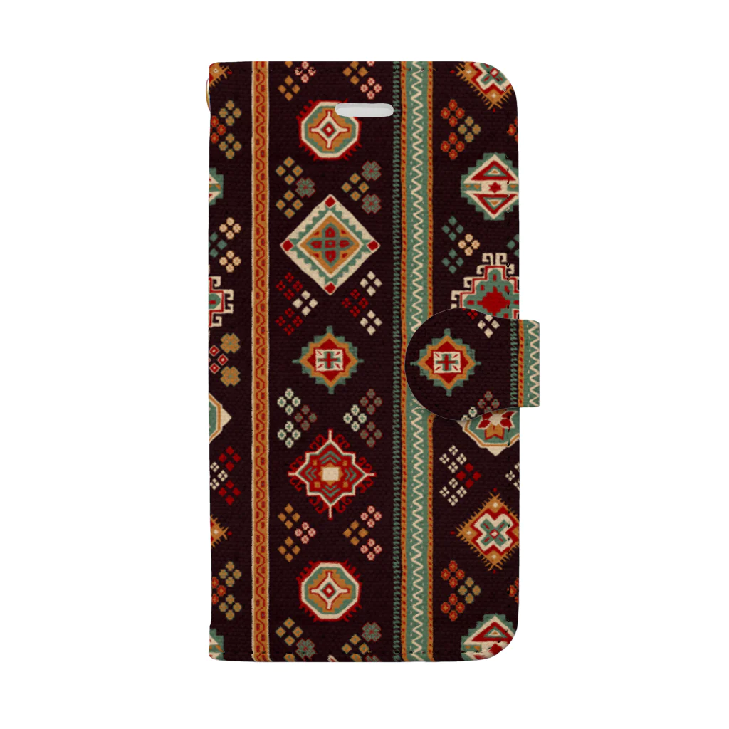 IZANAMI by Akane Yabushitaのコーカサス絨毯・ストライプ（ウォルナッツ） Book-Style Smartphone Case