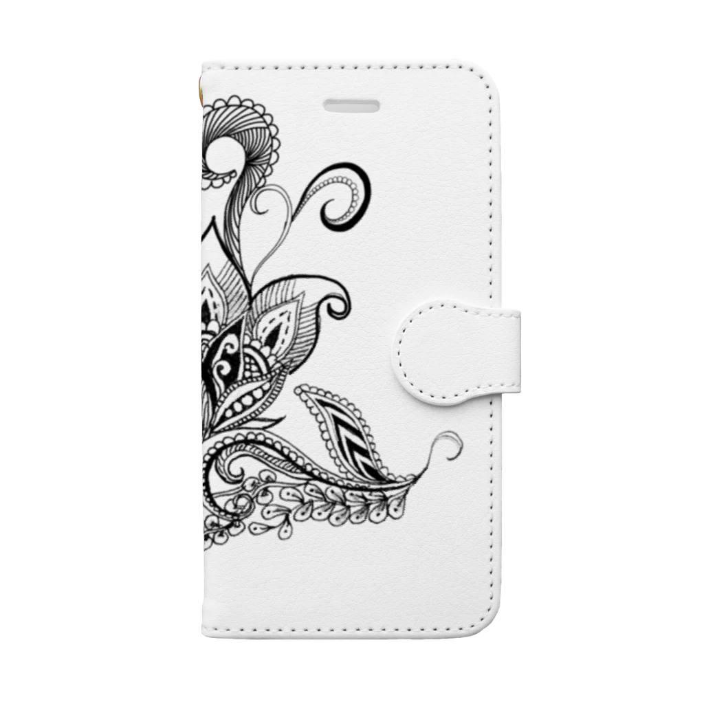 Kochou Design Studioの【ゼンタングルシリーズ・花】 Book-Style Smartphone Case
