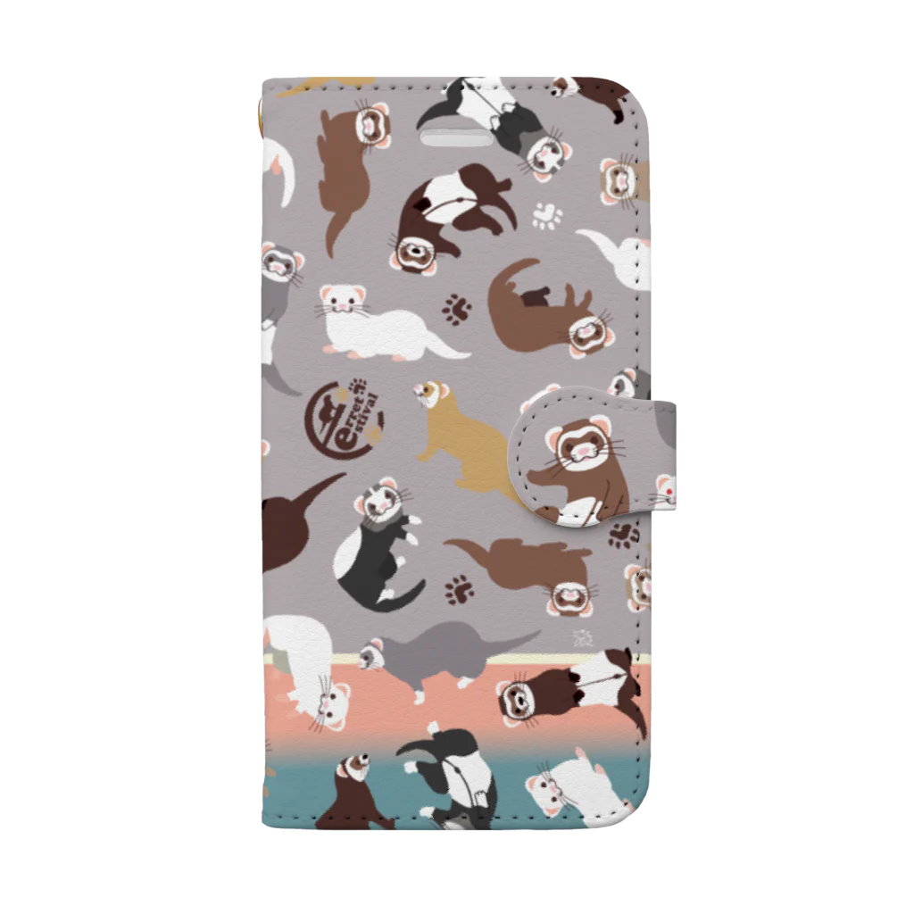 ヤム烈のフェレット総柄スマホケース Book-Style Smartphone Case