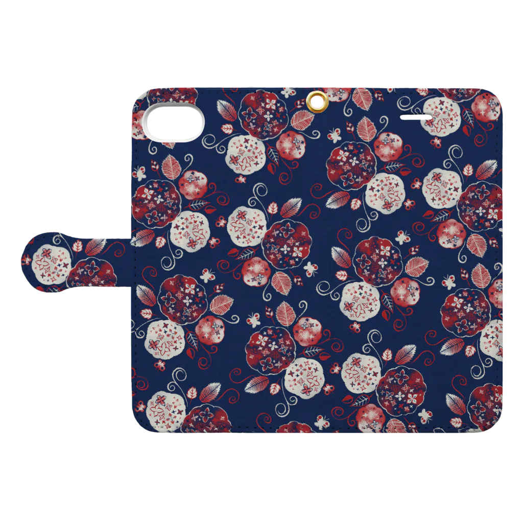 IZANAMI by Akane Yabushitaの【日本レトロ#17】あじさい（パターン） Book-Style Smartphone Case:Opened (outside)