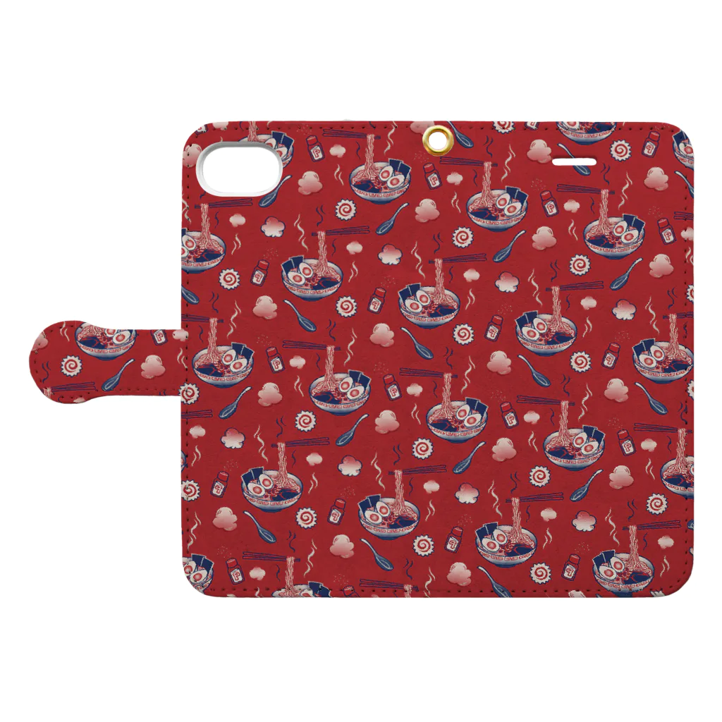 IZANAMI by Akane Yabushitaの【日本レトロ#25】ラーメン（パターン） Book-Style Smartphone Case:Opened (outside)