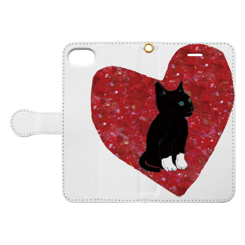 WAMI ARTのくつしたにゃんこ Book-Style Smartphone Case:Opened (outside)