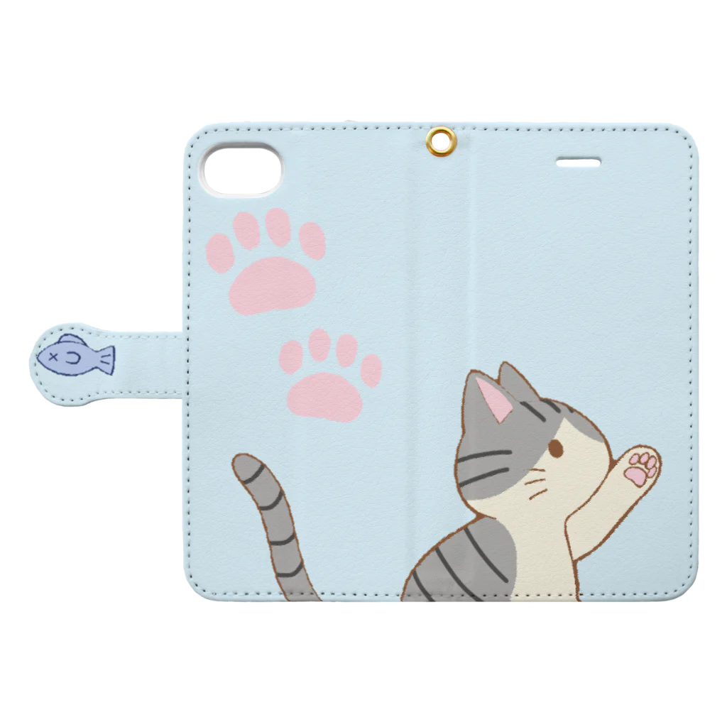 かわいいもののおみせ　いそぎんちゃくのお魚にゃー　サバ白 Book-Style Smartphone Case:Opened (outside)