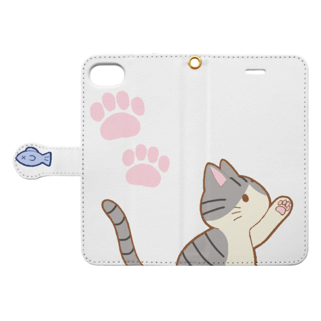 かわいいもののおみせ　いそぎんちゃくのお魚にゃー　サバ白 Book-Style Smartphone Case:Opened (outside)