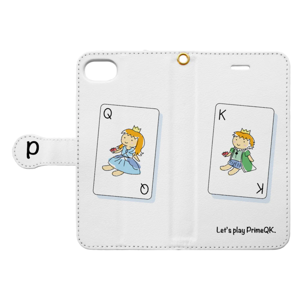 二世@m_2seiのQとK（青・緑-素数なしver） Book-Style Smartphone Case:Opened (outside)