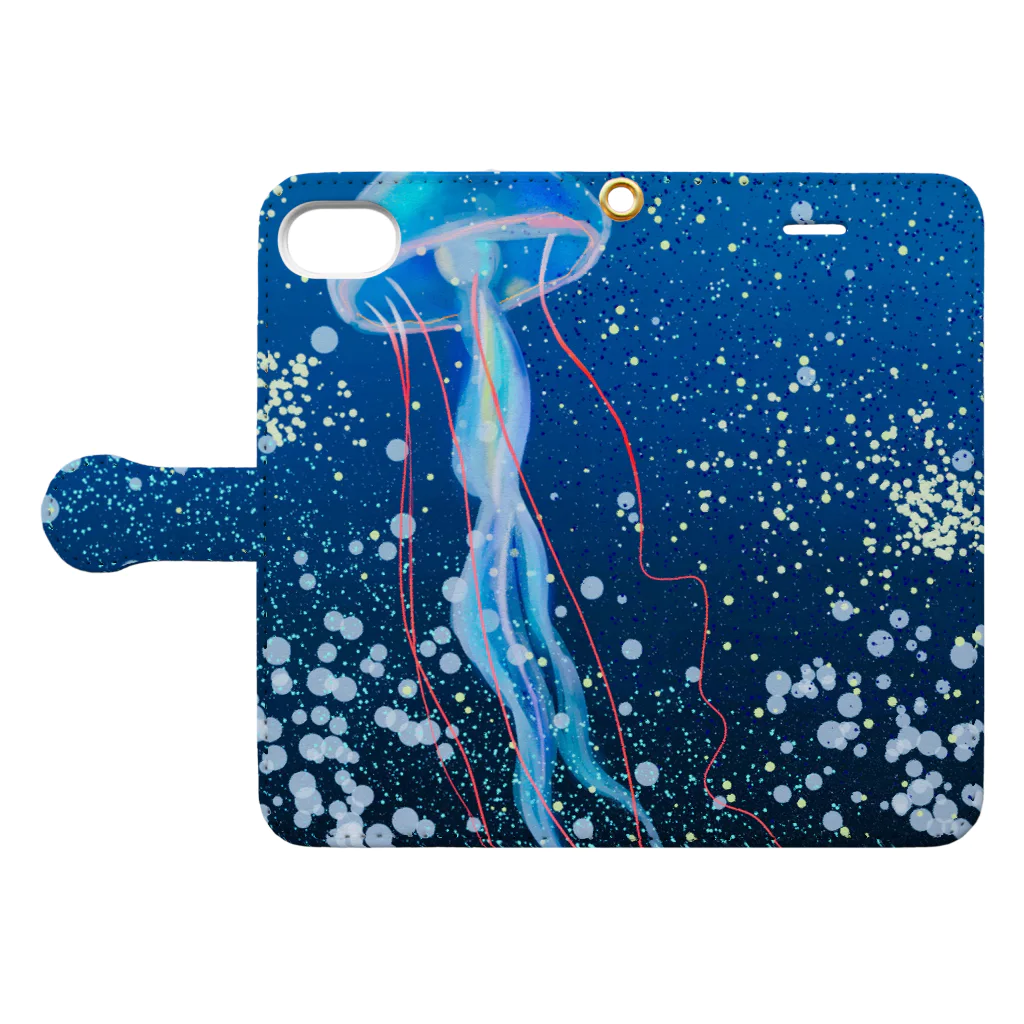 ツキシルベのクラゲシアの生息する海 Book-Style Smartphone Case:Opened (outside)