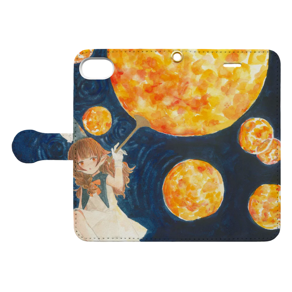 スペースSAKANAの月明かりのシャボン玉 Book-Style Smartphone Case:Opened (outside)