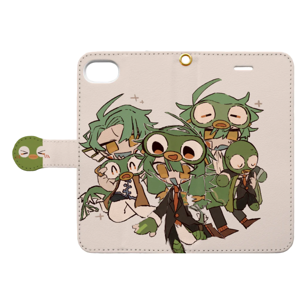 さかなのみんないっしょスマホケース Book-Style Smartphone Case:Opened (outside)